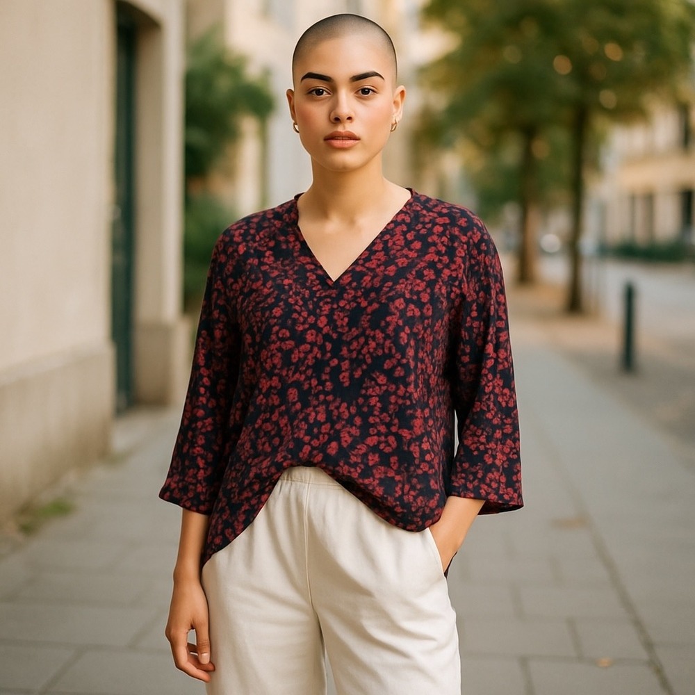 Apostrophe Woman Floral Print V-Neck 3/4 Sleeve Blouse Top Plus Size 16 - 18 W